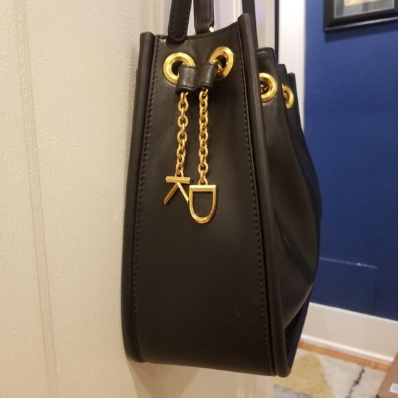 Donna Karan New York Plainview Chain Drawstring Crossbody Bag in Black - Picture 3 of 15